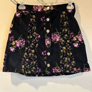 Black velour floral mini skirt - urban outfitters